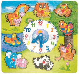 Woody - Puzzle s hodinami "Hodiny so zvieratkami"