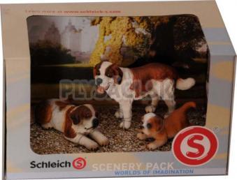 Schleich - Set - Bernardín pes, fena, šteňa