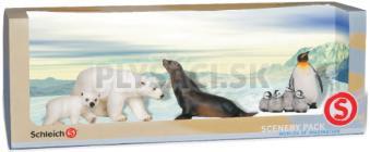 Schleich - Set - Ľadová medvedica, medvieďa, tuleň, tučniak patagónsky a mláďatá