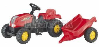 Rolly Toys - Šliapací traktor Rolly Kid s vlečkou - červený