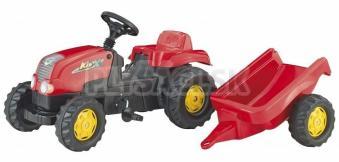 Rolly Toys - Šliapací traktor Rolly Kid s vlečkou - červený