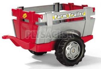 Rolly Toys - Vlečka za traktor 1osá Farm Trailer - striebro červená