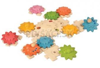 Plan Toys EKO - skladačka ozubené kolieska, puzzle