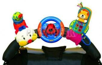 K's Kids - 3 veselé hračky na prichytenie suchým zipsom (telefón, volant, stonožka)