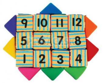 K's Kids - Sada veselých látkových kociek, 12 kociek a 8 trojuholníkov