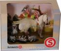 Schleich - Set - Medvedík čistotný, mláďa medvedíka čistotného, Elf Marwin na koni