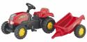 Rolly Toys - Šliapací traktor Rolly Kid s vlečkou - červený
