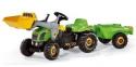 Rolly Toys - Šliapací traktor Rolly Kid s prívesom a nakladačom-zelený