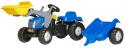 Rolly Toys - Šliapací traktor Rolly Kid New Holland modrý s nakladačom a vlečkou